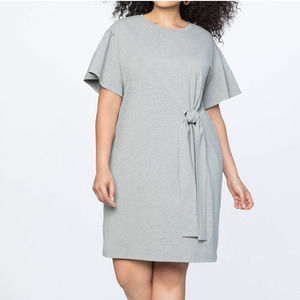 Eloquii Gray Tie Waist Flared Bell Sleeve Shirt Dress Womens Plus Size 14 16 1X